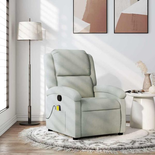 vidaXL Massage-Relaxsessel, hellgrauer Samt 3205952