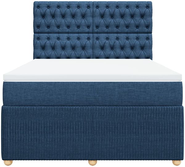 vidaXL Boxspringbett mit Matratze Blau 140x200 cm Stoff 3294392 Bild 6