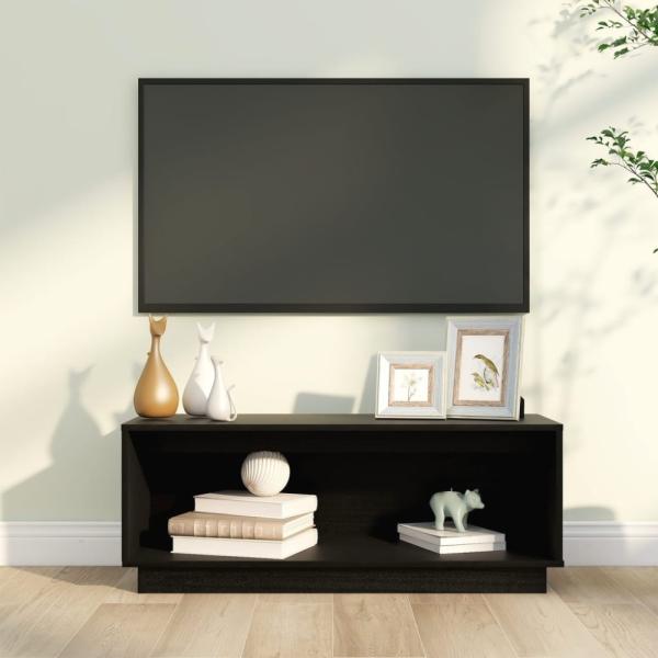 vidaXL TV-Schrank Schwarz 90x35x35 cm Massivholz Kiefer 813833