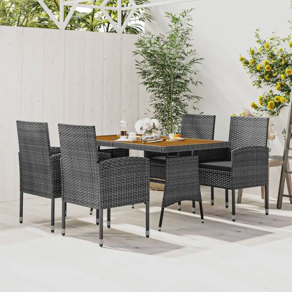vidaXL 5-tlg. Garten-Essgruppe Poly Rattan Grau 3120104