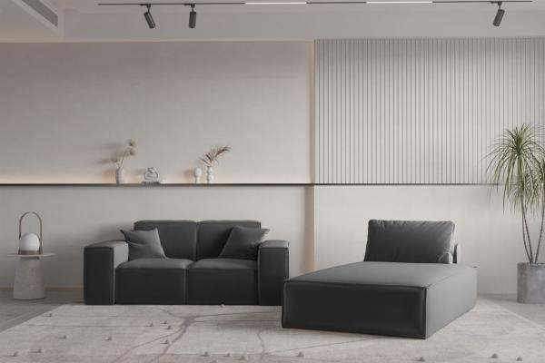 Sofa Set 2-teilig Sezlong und Sofa 2-Sitzer CELES PREMIUM Stoff Opera Velvet Dunkelgrau