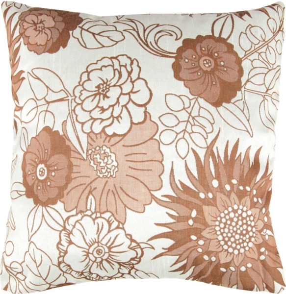 Arsvita Kissenhülle 40x40xcm Blumenmuster (Beige - Braun)
