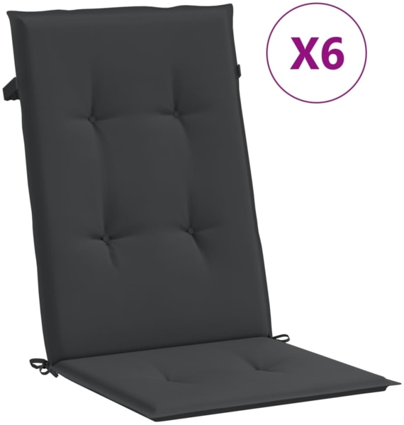 vidaXL Gartenstuhlauflagen für Hochlehner 6 Stk. Schwarz 120x50x3 cm 314111