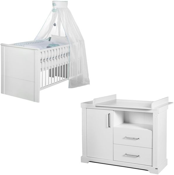 roba Kinderzimmerset 'Maxi' 2-teilig - Bett 70 x 140 - Wickelkommode breit - Weiß