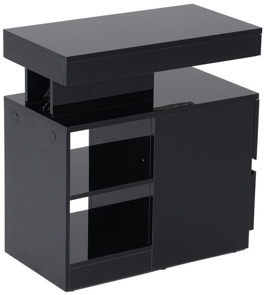 Sunsitt Beistelltisch Moderner Beistelltisch im Hochglanz (Wohnzimmertisch in 60 x 32 x 62 cm, Kaffeetisch mit 2 Schuhbladen), Sofatisch für Wohnzimmer, Schlafzimmer, Büro, Schwarz