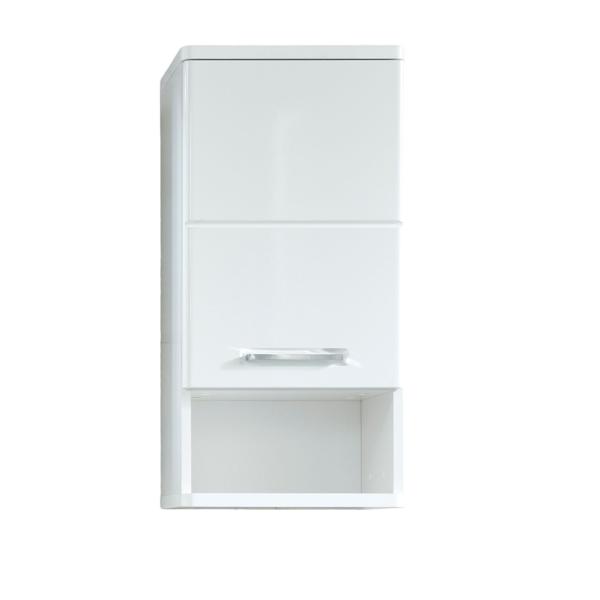 trendteam smart living Badezimmer Hängeschrank Wandschrank Monte, 37 x 76 x 28 cm Front: Weiß Hochglanz, Korpus: Weiß Melamin mit viel Stauraum