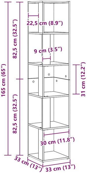 vidaXL Eckregale Schwarz Eichen-Optik 33 x 33 x 164,5 cm Holzwerkstoff 862693 Bild 9