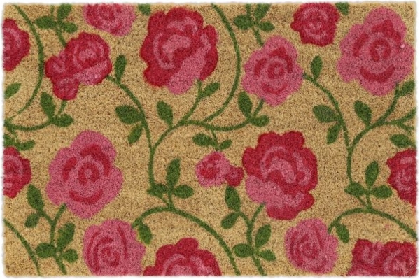 Kokos Fußmatte mit Rosen-Motiv 10039066