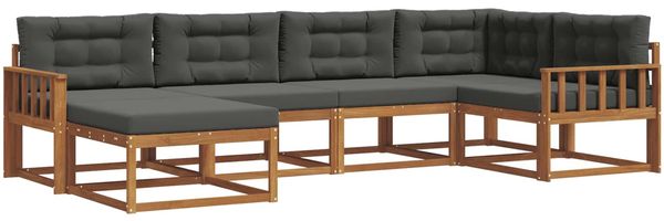 vidaXL Outdoor-Sofagarnitur mit Kissen 6 pcs Natur und Anthrazit 3367820 Bild 2