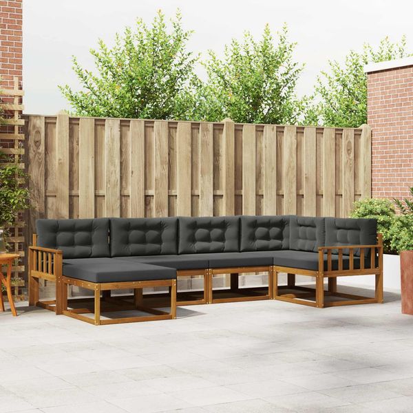 vidaXL Outdoor-Sofagarnitur mit Kissen 6 pcs Natur und Anthrazit 3367820