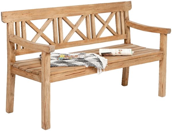 3-Sitzer Bank DRAHMA Antik-Natural ca. L150cm Mahagoni Gartenbank Holzbank
