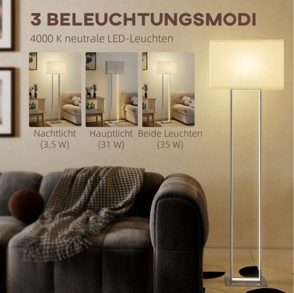 autolock Stehlampe Moderne Stehleuchte 3 Modi, Fußschalter, verstellbare Helligkeit