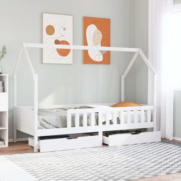 vidaXL Kinderbett mit Schubladen 90x200 cm Massivholz Kiefer 3302033