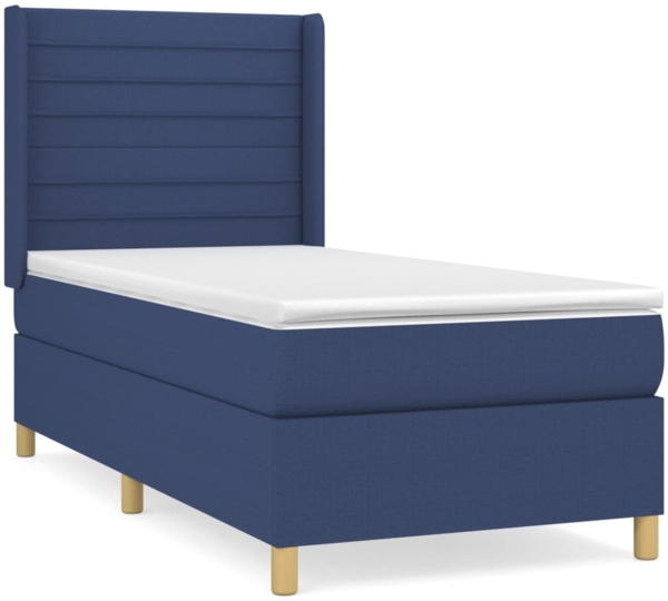 vidaXL Boxspringbett mit Matratze Blau 100x200 cm Stoff 3132055 Bild 1