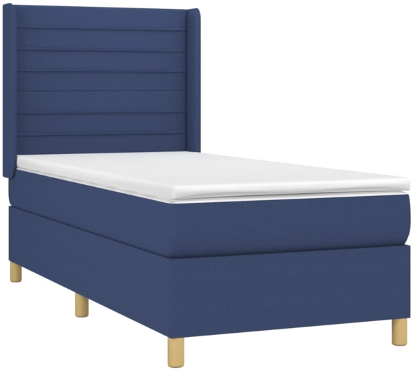 vidaXL Boxspringbett mit Matratze Blau 100x200 cm Stoff 3132055 Bild 2