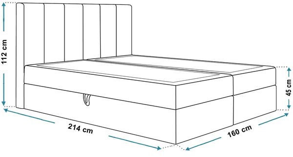 AX LIVING Boxspringbett Bonio I – 160 cm Breite, Schlafkomfort Grau Bild 4