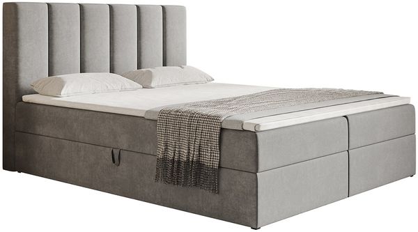 AX LIVING Boxspringbett Bonio I – 160 cm Breite, Schlafkomfort Grau