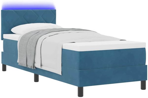 vidaXL LED Boxspringbett mit Kopfteil Dunkelblau 80 x 200 cm Samt 3342684 Bild 3