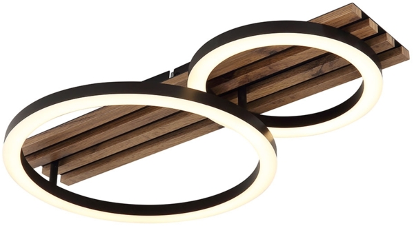 LED Deckenleuchte, Holzleuchte, schwarz, L 48 cm