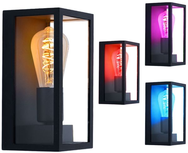 RGB LED Wandlampe, Aluminium schwarz, Glas, H 23,6 cm