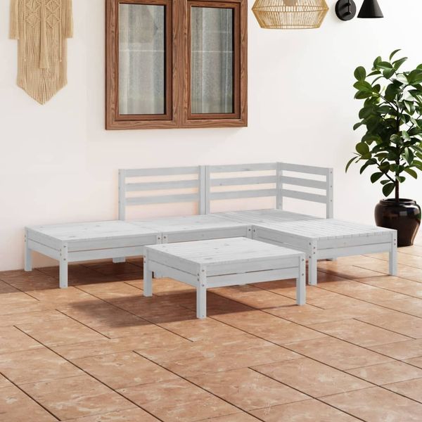 vidaXL 5-tlg. Garten-Lounge-Set Massivholz Kiefer Weiß 3082623
