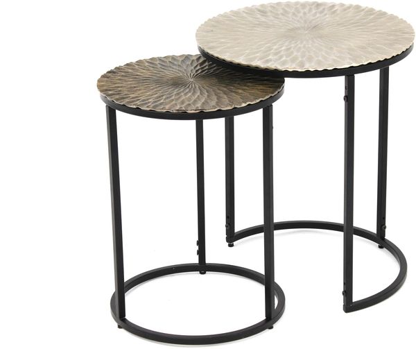 Beistelltisch >1127< (2er Set) in Silber / Gold, Aluminiumguss - 54x45cm (HxD)