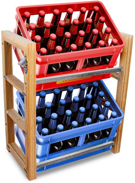 Dimono Flaschenregal DIMONO Bambus Getränkekisten Regal – Ablage für 2/3/6 Kisten, für Bier, Wasser & Limonade, Leergut Aufbewahrung