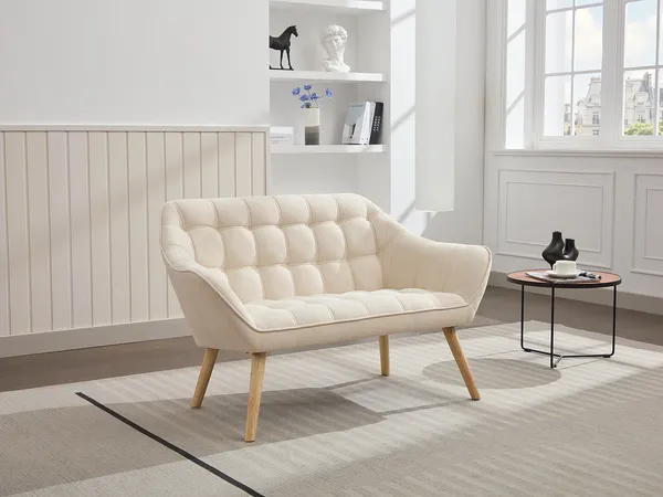 Vente-unique - CASERTA Sofa Stoff Beige - B 73 cm x H 77 cm x L 127 cm