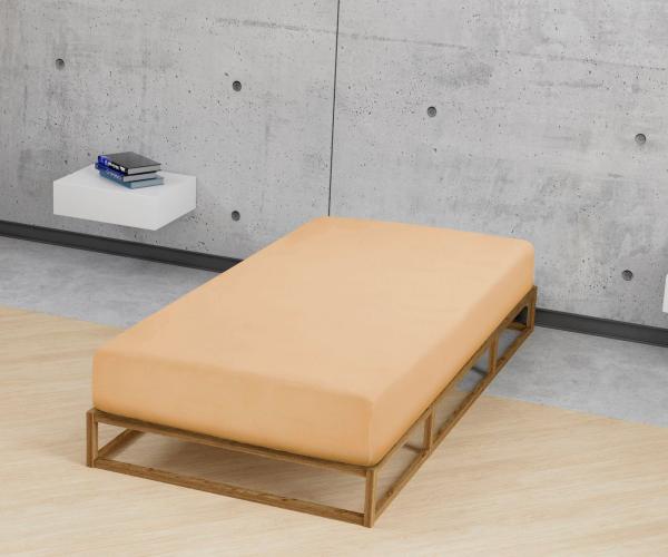 biberna Frottee-Stretch-Spannbetttuch 0012344, gold, 1x 180x200 cm - 200x200 cm
