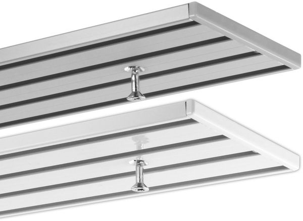 Gardineum Gardinenschiene Flächenvorhangschiene, 4-läufig, vorgebohrt, ab 2 m mittig geteilt, 4-läufig, Deckenmontage