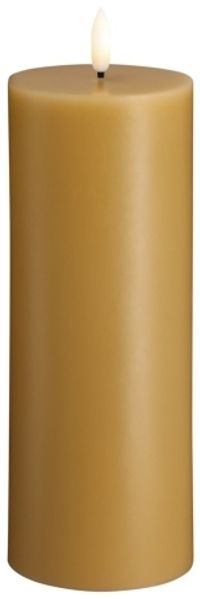 Moods & More LED-Blockkerze in Honey Mustard – Ø 7 4 cm x H 20 cm