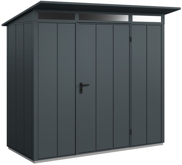 Hörmann Ecostar Metall-Gerätehaus Elegant mit Pultdach Typ 1, 108x238 cm , anthrazitgrau, 2,6 m²,1-flüglige Tür