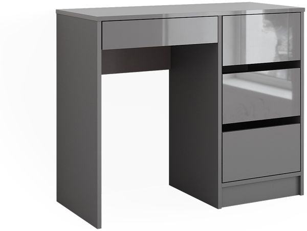 Schreibtisch Sherry Grau Hochglanz 90 x 40 cm mit Schubladen Vicco