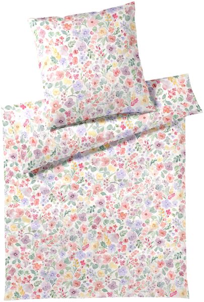 Elegante Seiden Satin Bettwäsche Gentle 24572-0 Blüten 135x200