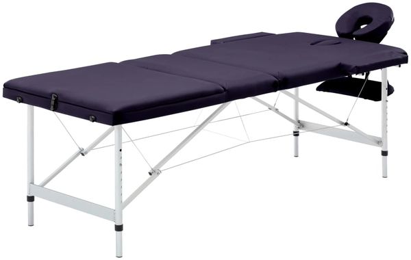 vidaXL Massageliege Klappbar 3-Zonen mit Aluminiumgestell Lila 110198