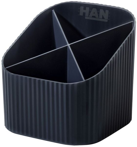 HAN Aufbewahrungsbox Schreibköcher KARMA - 4 Fächer, Recyclingmaterial, öko-schwarz