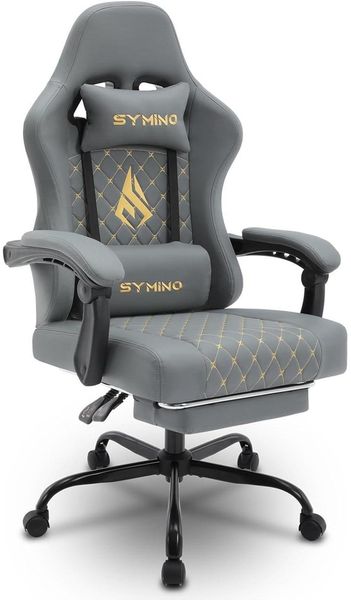 Symino Gaming Stuhl Racing Gamer Stuhl mit Lendenwirbelstütze und Fußstütze