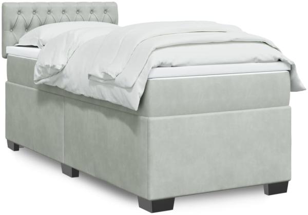 vidaXL Boxspringbett mit Matratze Hellgrau 90x190 cm Samt 3286192