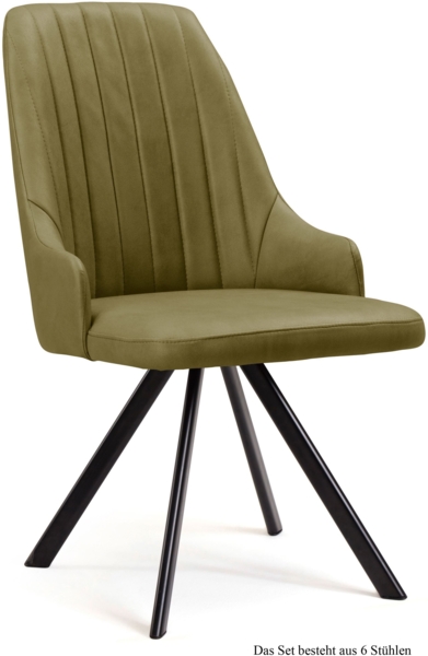 Esszimmerstuhl drehbar (6er-Set) Devyn 52 x 91 x 60 Schwarz/Olivgrün