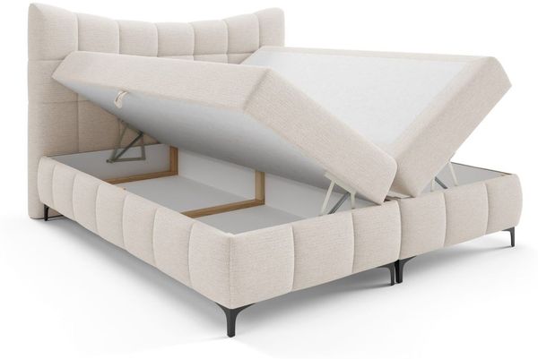 Boxspringbett Schlafzimmerbett CHARLES PREMIUM 180x200cm Stoff Freya Altrosa Bild 2