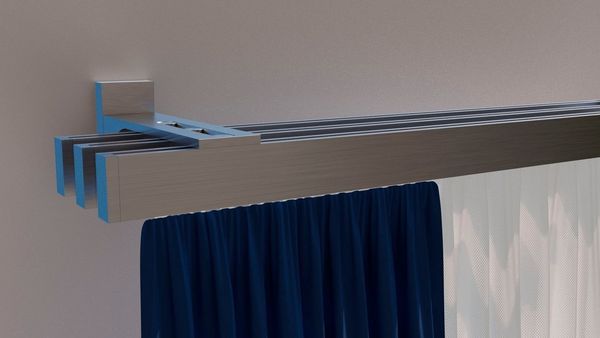 indeko Gardinenstange Bern, 3-läufig, Wunschmaßlänge, verschraubt, Aluminium, Innenlauf Komplett-Set inkl. Gleitern und Montagematerial