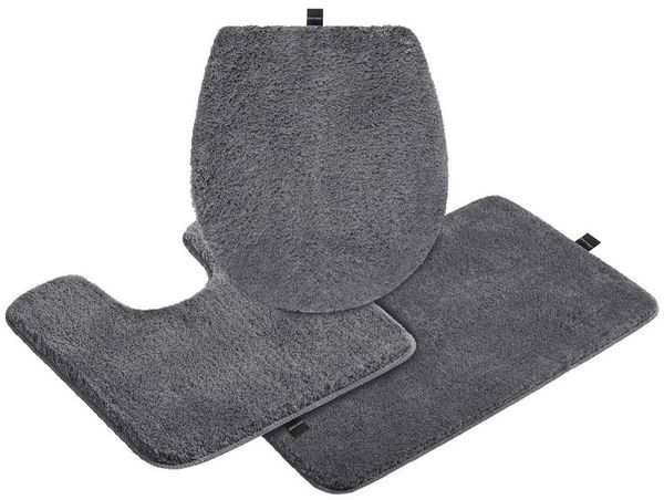 Bruno Banani Badematte Lana, Badvorleger, Badezimmer Teppich, rutschhemmend beschichtet, schnell trocknend, strapazierfähig, fußbodenheizungsgeeignet, Polyacryl, rechteckig, 3-tlg. Stand-WC Set, Badteppich, Badematten, unifarben, auch als 3 teiliges Se...