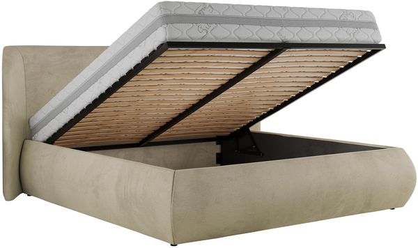 Polsterbett mit Lattenrost, Doppelbett Bettkasten, Bettgestell mit Gasdruckfeder - CAELA CLASSIC - 140 x 200 cm - Beige Velvet Bild 6