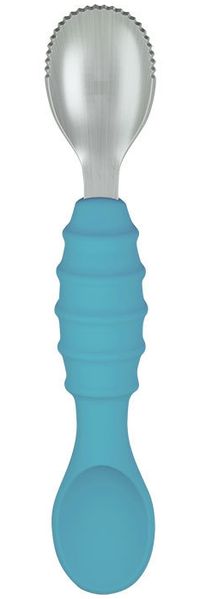 ABC Apfelmuslöffel zum Ausschaben, Baby- und Kleinkind-Nahrungsergänzungsmittel-Set, weicher Silikonlöffel – blau
