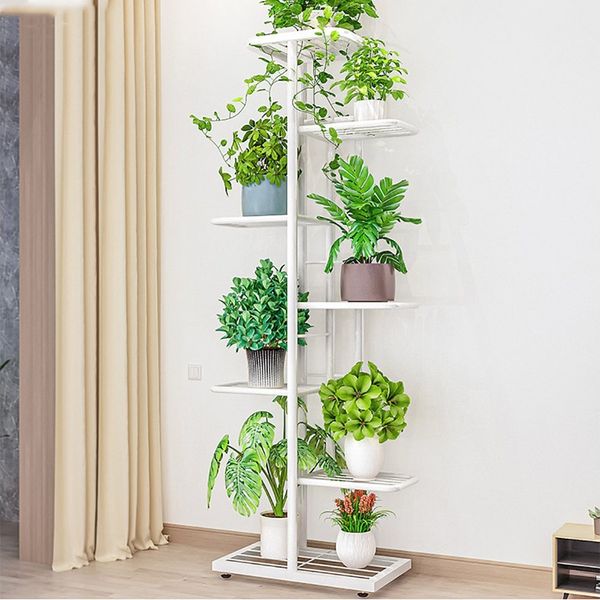 GarveeMore Blumenständer Pflanzenständer 7Tier 8Potted Multiple Blumentopf Halter RegalEckregal, Pflanzenständer Innen und Außen für Terrasse Garten Balkon Wohnzimmer