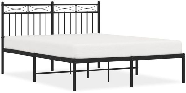 Doppelbett, Bettgestell Modernen mit Kopfteil Metall Schwarz 140x190 cm d477e