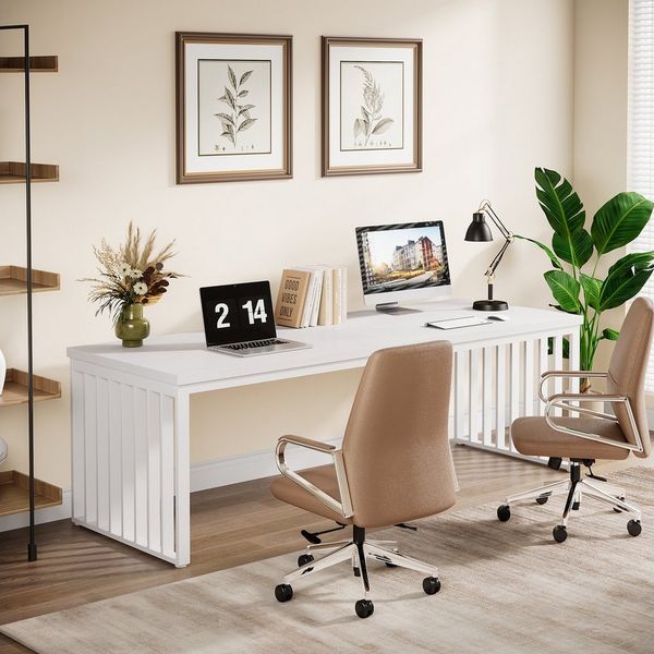 Tribesigns Schreibtisch 180 cm Computertisch Tisch Bürotisch mit Metallgestell (ohne Stuhl)