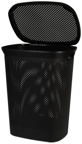 Mojawo Wäschewanne Wäschekorb Wäschebox Wäschetruhe mit Deckel Schwarz 60L