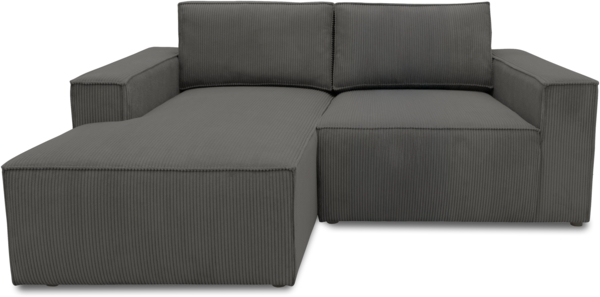 DOMO. collection Ecksofa 800 021, kleine Couch in L-Form mit Cordstoff, Modulsofa mit Taschenfederkern, Sofa, Polsterecke, Eckcouch 198 x 172 x 85 cm (BxTxH), dunkelgrau
