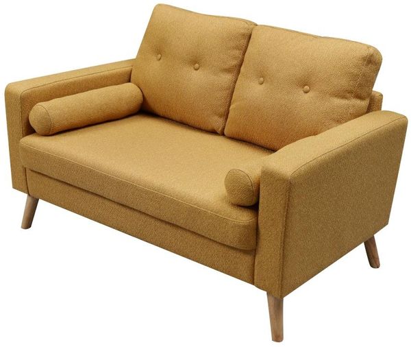 Vente-unique 'TATUM' 2-Sitzer Sofa, Bouclé Stoff gelb, 130 x 81 x 83 cm